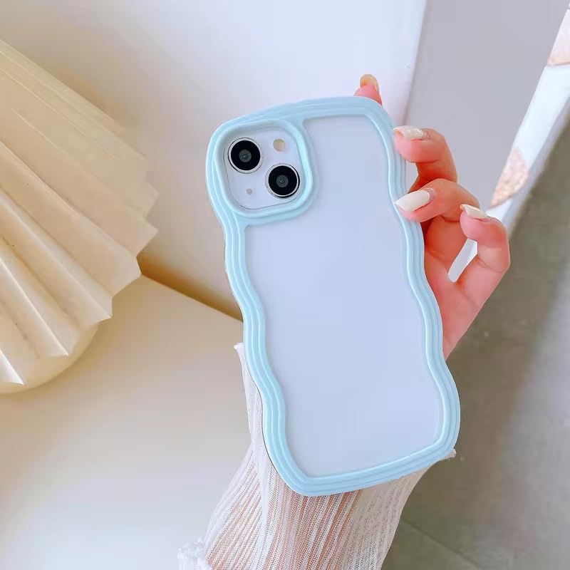 Image of COVERLY for iPhone 12 Pro Case Transparent Curly Wave TPU Cover,Cute Crystal Clear Curve Edge Slim Fit Stylish, Korean,Translucent Pretty Bumper Aesthetic Case for Apple iPhone 12 Pro (Pine Green)