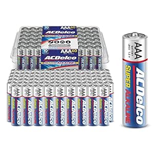 ACDelco 60-Count AAA Batteries, Maximum Power Super Alkaline Battery, 10-Year Shelf Life, Recloseable Packaging
