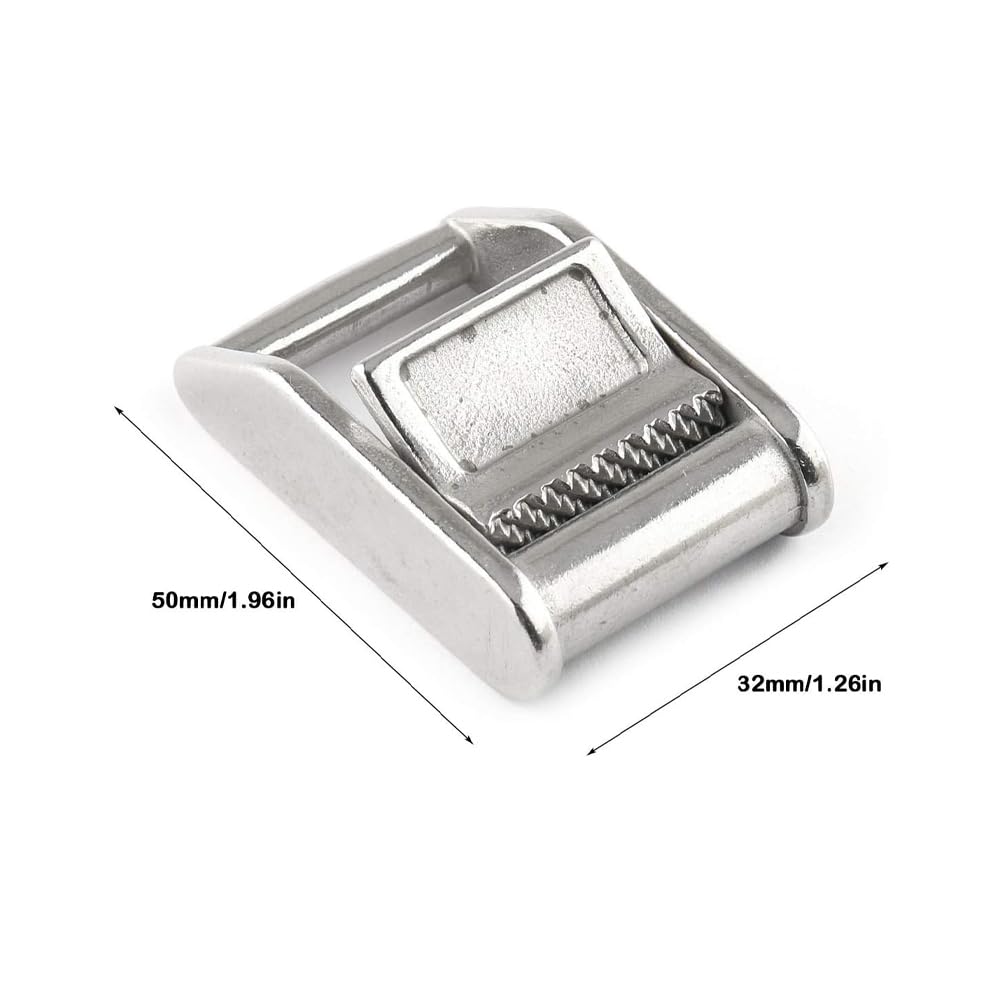 POFET - Fibbie a camma in acciaio inossidabile 316, fibbia con leva per cinghie - 2,5 cm (2 pezzi), senza cinghia