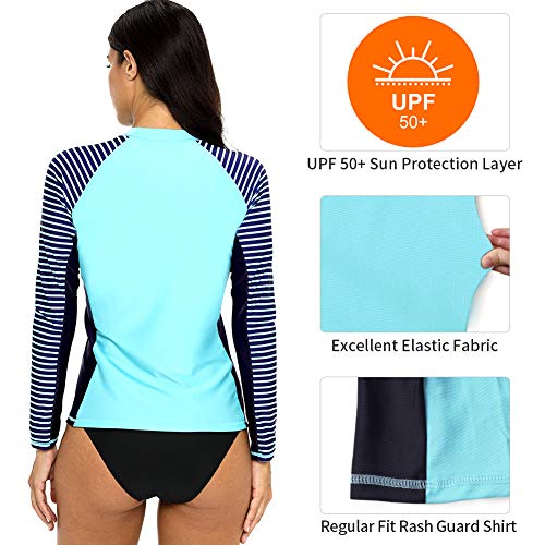 CharmLeaks Rash Guard Women Long Sleeve Swim Shirts Uv UPF 50+ Sun Protection SPF Shirts Surf XL