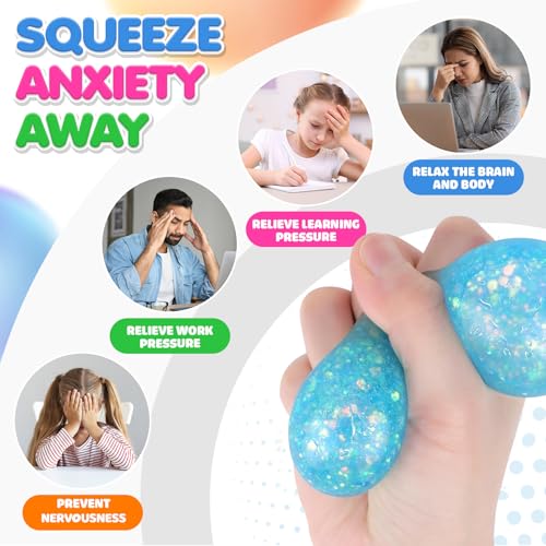 Image of Fidget Sensory Toys Stress Balls: 12 Pack Squishy Stress Balls for Kids | Hand Therapy Sensory Ball with Nervousness Pressure Relief - Squeeze Stress Toys Bulk - Classroom Prize Gift for Student