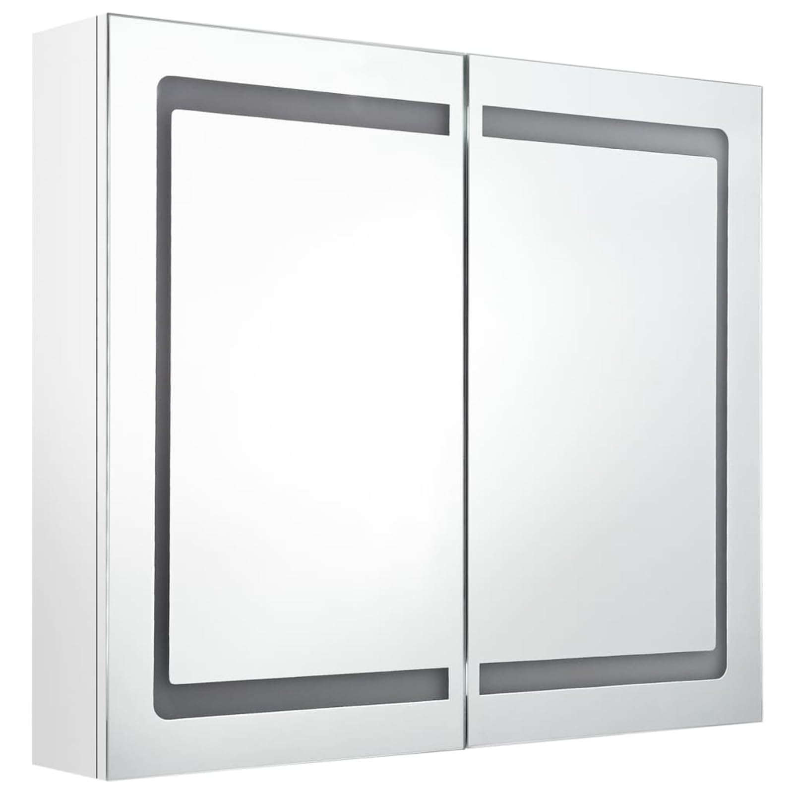 ATOMSTACK MAKER Spiegelschrank Bad 80x12x68 cm, glänzendes Weiß, mit 2 Türen, 3 Böden & berührungslosem EIN/Aus-Schalter – energiesparende Beleuchtung für Make-up, Rasur & Pflege