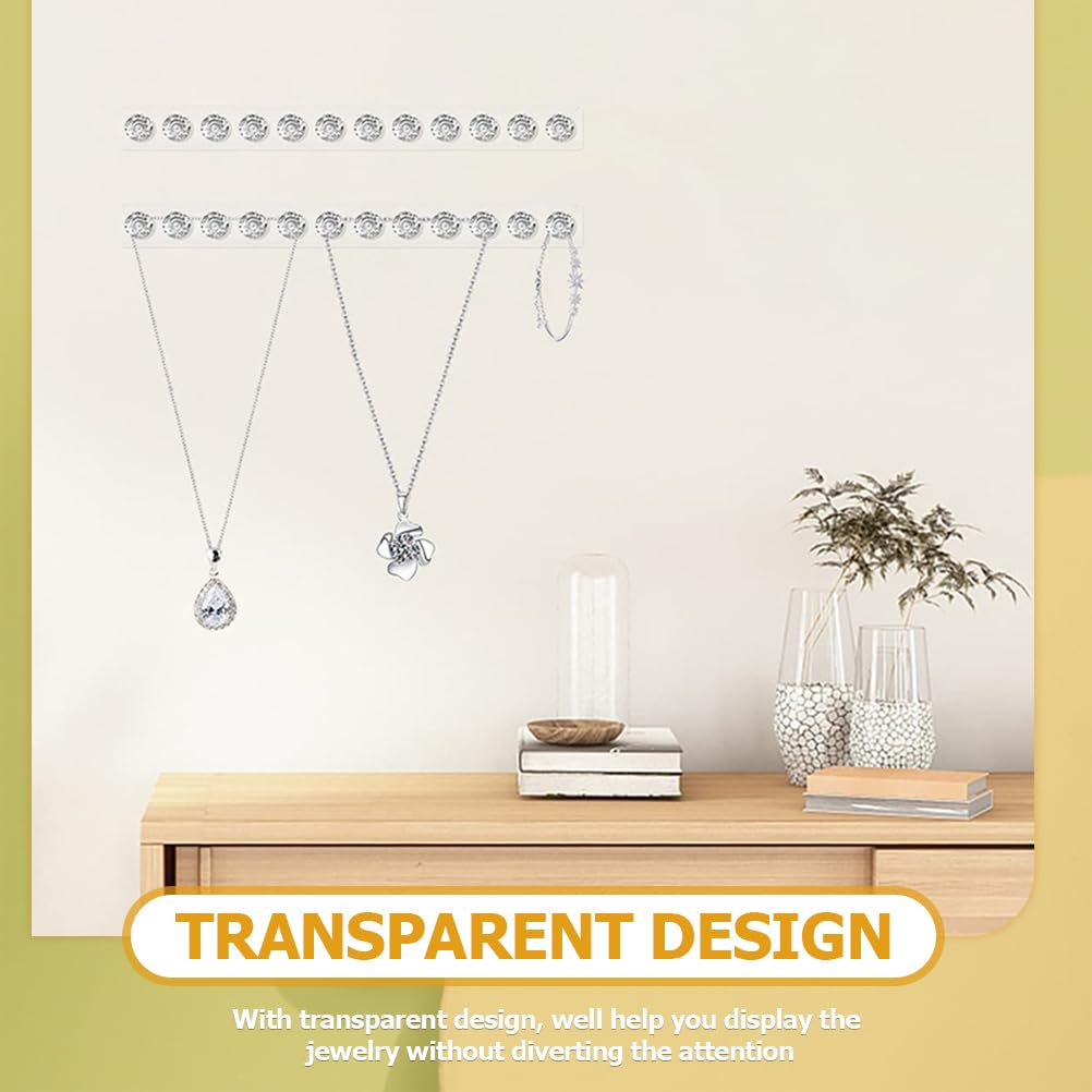 Acrylic Necklace Holder- Wall Mount Necklace Hanger with 12 Hooks, Adhesive Necklaces Holder, Hanging Jewelry Organizer for Necklace, Bracelet