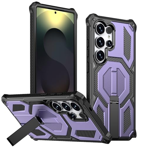 Coque Samsung Galaxy S24 FE violette rigide magnétique avec support silicone
