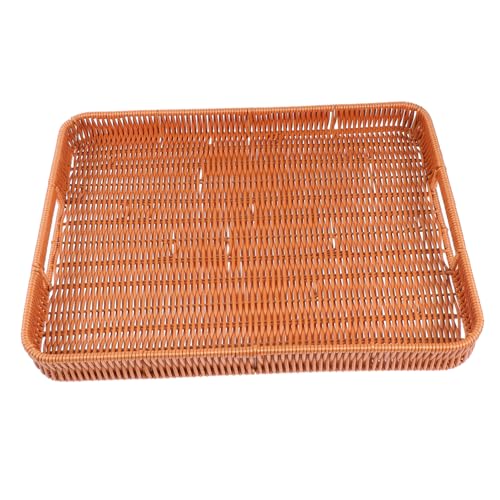 Cabilock 1Pc Hand Woven Storage Basket Food Tray for Living Fruit Holder Home Organizing Basket for Serving Pastries Bread and Snacks