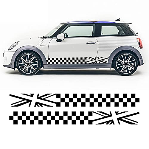 Pegatinas de faldón Lateral 2 uds, Pegatina de Rayas Laterales para Puerta , a Cuadros, para Mini Cooper S One JCW R50 R52 R53 R56 R57 F55 F56 F57