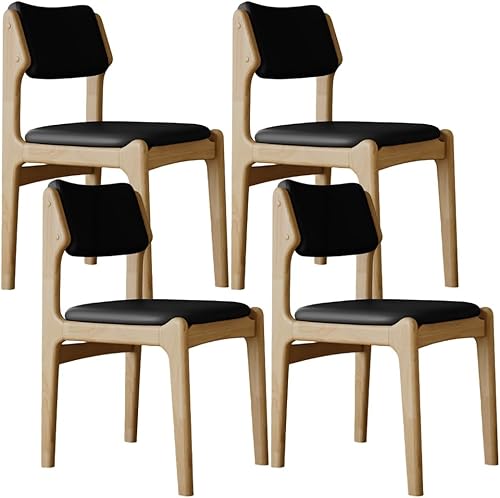 Miniatura 10 de YVYKFZD Wooden Dining Chairs Set, Leather Dining Room Chair with Back, Upholstered Kitchen Chairs, Armless Living Room Chair, for Bedroom Offices