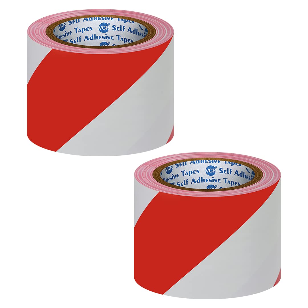 VCR Red & White Floor Marking Tape - 18 Meters in Length 72mm / 03" Width - 2 Rolls Per Pack - Waterproof Social Distancing lane Marking Tape for Safety, Hazard and Caution Warnings (B07RWVDB4W) Amazon Price History, Amazon Price Tracker