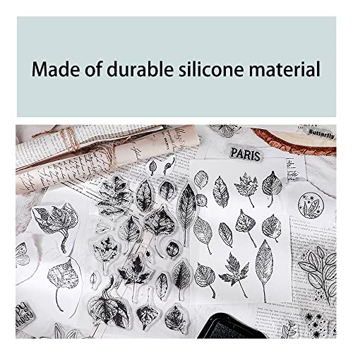 Muulaii 6 Sheets Clear Stamp Silicone Stamp Cards With Greeting Words, Flowers, Leaves, Butterflies, And Moons Pattern For Thanksgiving Christmas Holiday Card Making And Diy Scrapbooking Journaling #TOP4