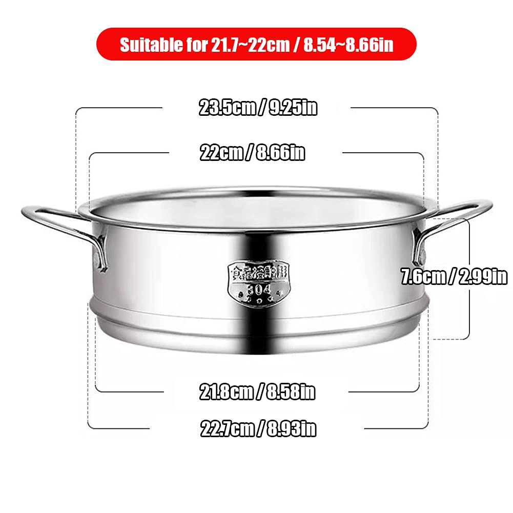 Inserto Vapore Forato, Cestello per Cottura, Cestello Cuocere Verdure Vapore, Piroscafo Acciaio Inox 21.7-22 cm cm, Diametro Interno 22 cm, con Maniglia, per Frutti Mare, Verdure