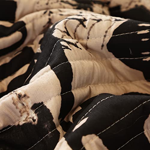 Cmfshape Halloween Bedspread,Black Quilt Set King Size,Pumpkin Ghost Festival Themed Bedding Set,Decorative Quilted 4 Piece Coverlet Set with 3 Pillow Shams(Black,King104 x90)