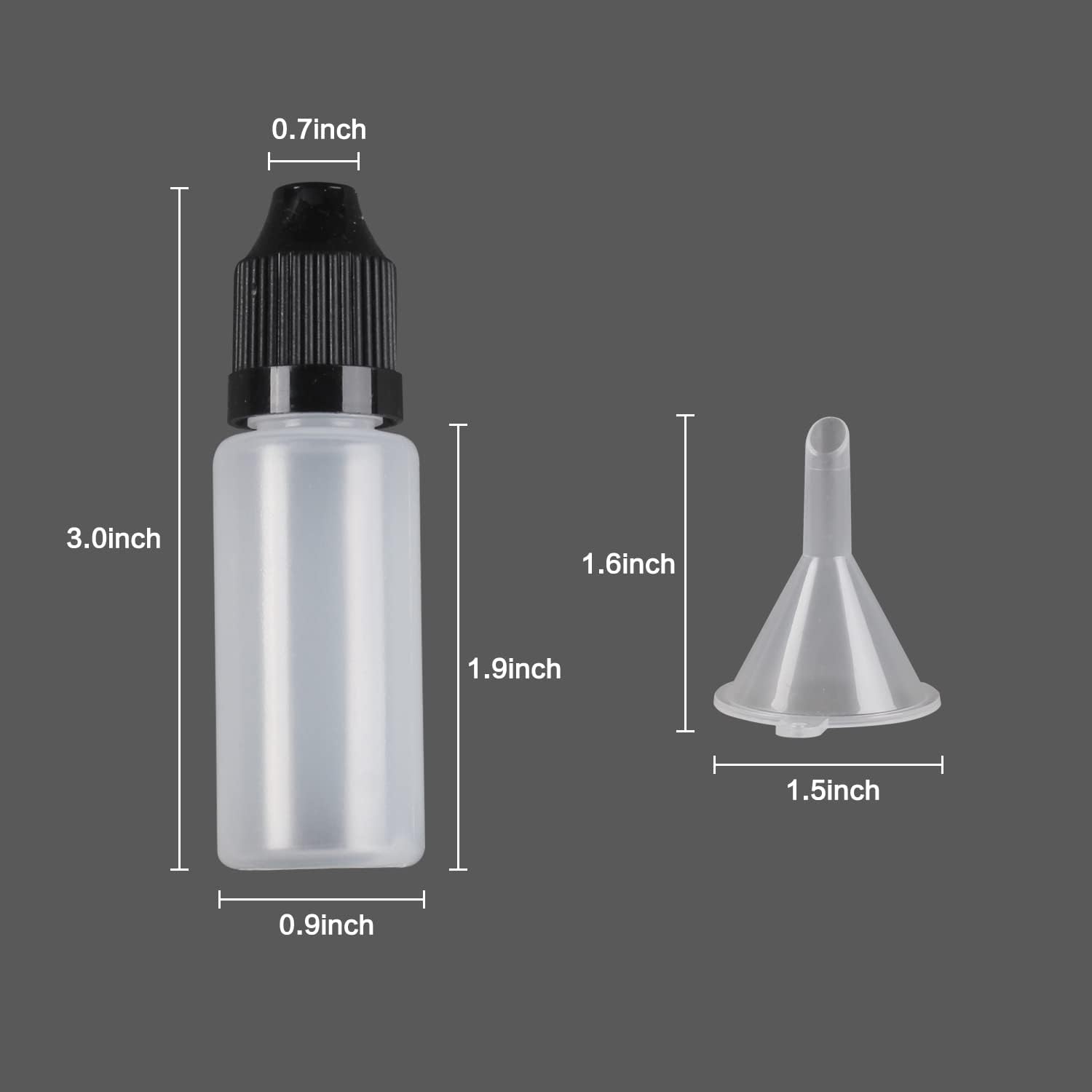 Eau 15ml LDPE Plastic Thin Tip Dropper Bottles, Small Empty Squeeze Dropper Bottles (50PCS, Black Caps), BPA Free - Image 2