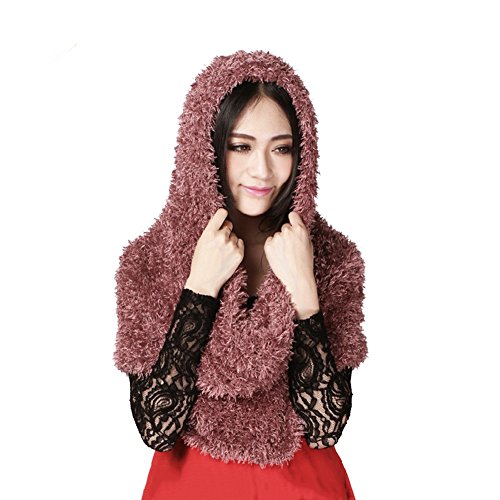 Eleery Écharpe Multifonction Magique Femmes Châle Cache-col Épais Lady Peluche Fausse Fourrure Plain Chaud Automne (Kaki foncé)