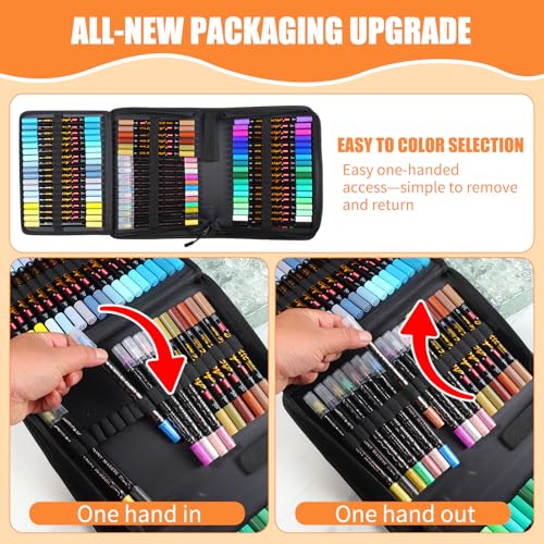 Image of Droaful Acrylic Paint Pens Markers, 72 Pc Dual Tips Metallic Paint Markers