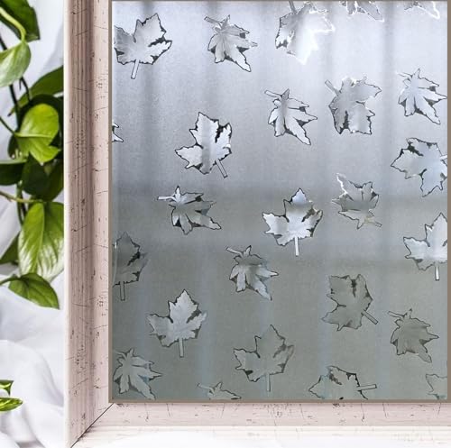 Image of WALLMATE Self Adhesive Window Film Frosted 3D Glass Door Window Frosted Film for Home /Office /Bathroom & Living Room Multicolor Frosted Film (16 x 120 Inch, Mapple Flower)