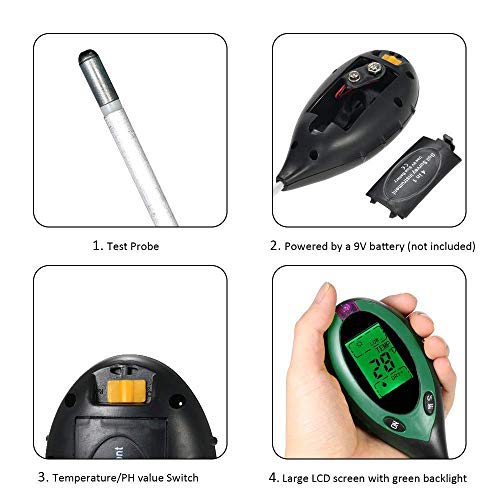 Image of 4 in 1 Plant Flowers Soil PH Moisture Light Soil Meter Temperature Thermometer Soil Survey Instrument Sunlight Intensity Tester
