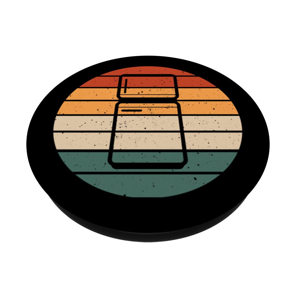 Retro Refrigerator Design Freezer And Fridge Lover PopSockets Swappable PopGrip, Black - Image 2