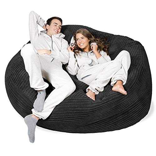 Lounge Pug, 'Mega-Mammoth' Sofa Sitzsack XXL, Schlafsofa, Cord Schwarz – Bild 3