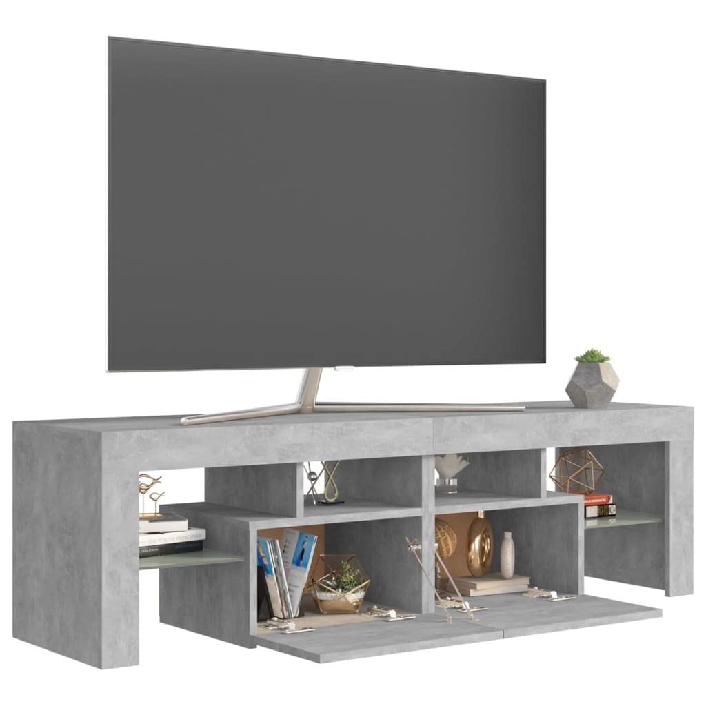 vidaXL Mueble para TV con Luces LED Soporte Armario Aparador Estante Salón Sala de Estar Decoración Entretenimiento Gris Hormigón 140x35x40 cm