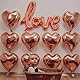 Herz Folienballons, 10 Stück Herz Helium Luftballons Heliumballon Herzen Rosegold Herzluftballons Herzform Folienluftballon Herzballons für Geburtstag Hochzeit Brautdusche Valentinstag