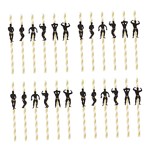 24 pitillos desechables dorados para fiestas miniatura 1