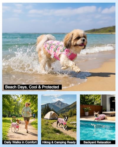 Image of CuteBone Mesh Panel Dog Tank Top - Breathable Dual-Fabric Pet Vest Lightweight Summer Small Dog Shirts - Keep Your Pets Cool, Sun-Protected Outdoors