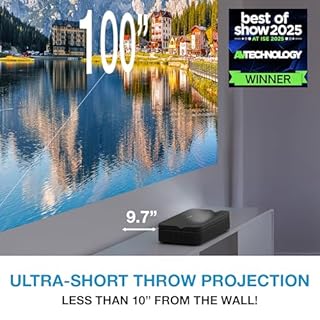 Optoma ML1080UST Photon GO Ultra Short Throw 1080p HDR Portable Projector, Triple Laser (RGB), Google TV with Netflix and Disney+ Certified, Home Theater Projector
