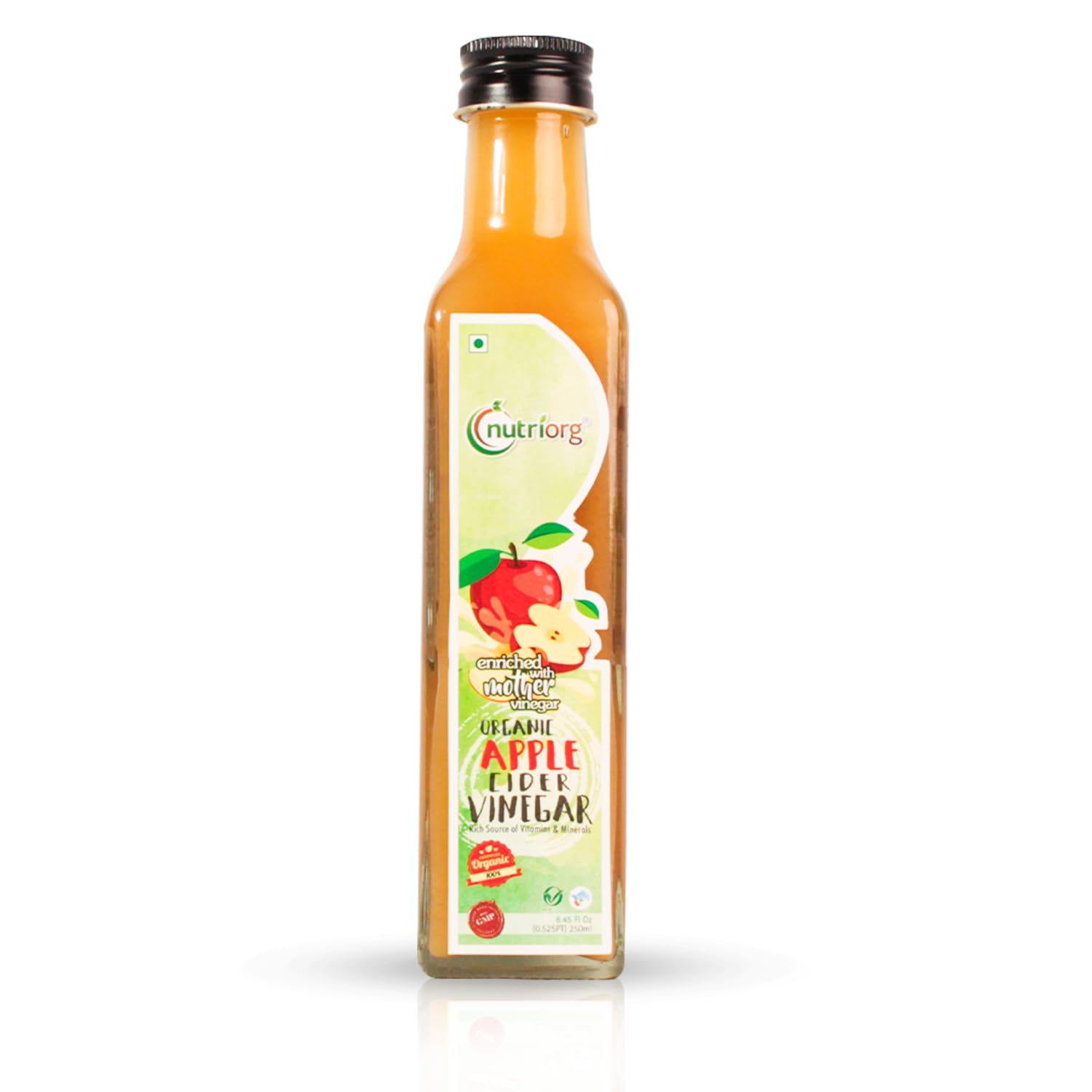 Organic Apple Cider Vinegar 250ml |Organic Himalayan Apples | Mother of Vinegar with Probiotics | Unfiltered & Unpasteurized | For Weight Management, Reduced Bloating, Healthy Skin & Hair