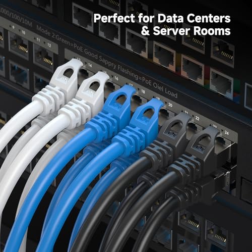 Image of Cable Matters 10Gbps 5-Pack Snagless Short Shielded Cat 6A Ethernet Cable - 3ft, Cat 6A Cable, Cat6A Cord, Ethernet Cord, White