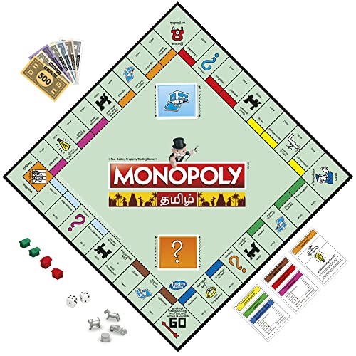 Hasbro Gaming Monopoly Board Game in Tamil (தமிழ்) for Families and Kids Ages 8 and Up, Classic Fantasy Gameplay(Multicolor)