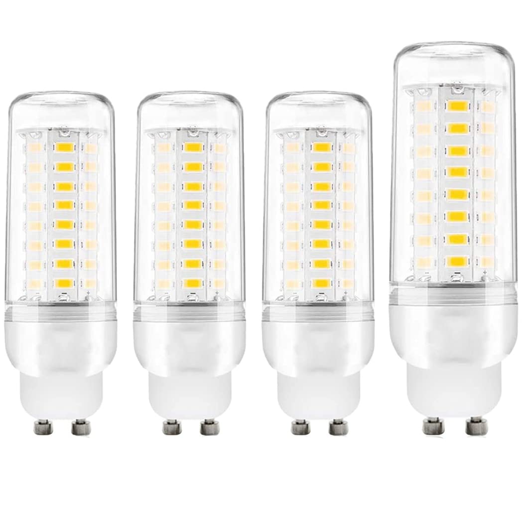 MERCU Super Bright GU10 LED Corn Bulbs Warm White 3000K, LED 5730 SMD 360° Beam Angle Energy Saving Light Bulbs, Not Dimmable, AC 110V/240V, Pack of 4,12W~72LED,220V~240V