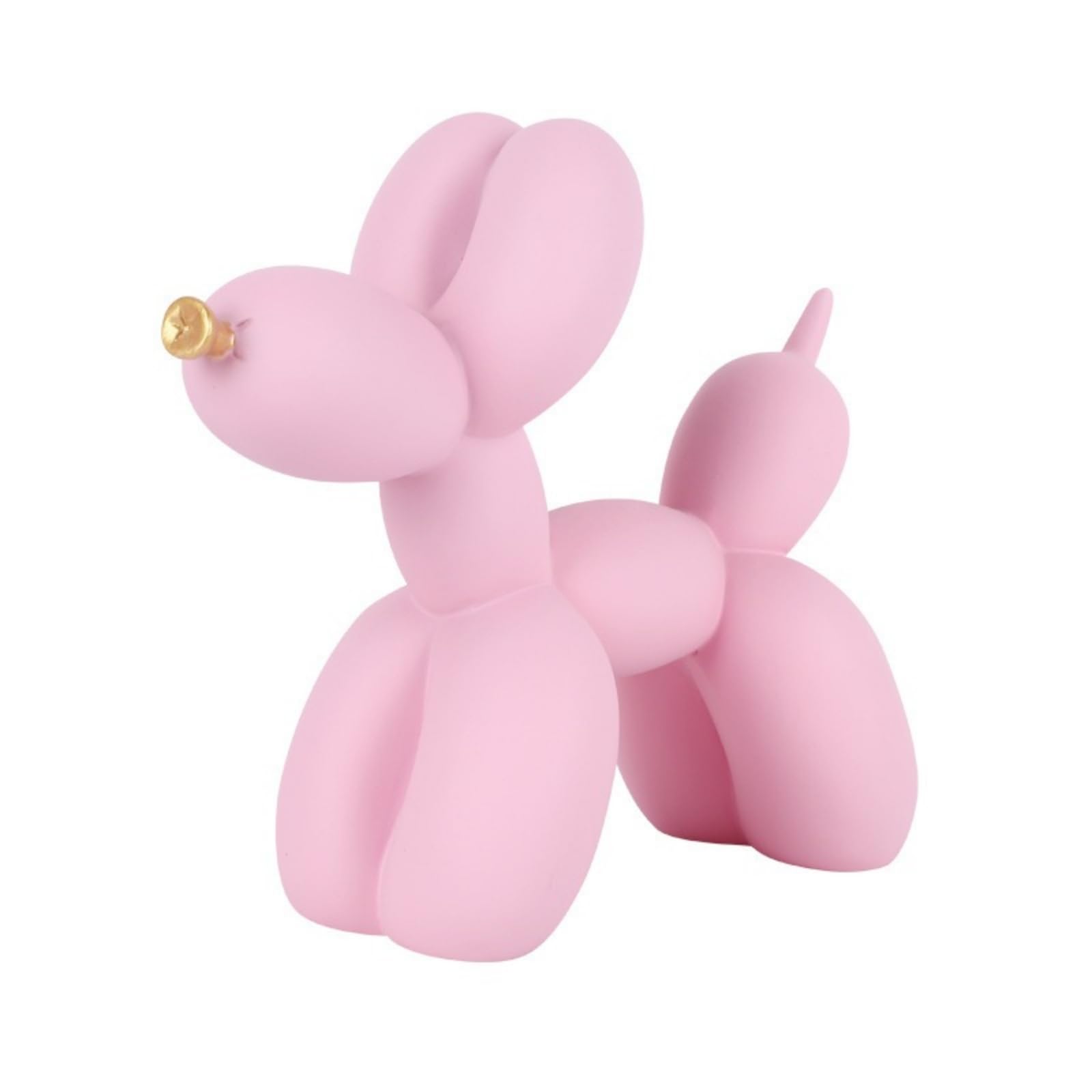 Yoyumi Pink Statue Balloon Dog Sculpture Gold Mouth, Resin Ornaments For Office Living Room Bedroom Decoration, 8.7 Inches (Pink)
