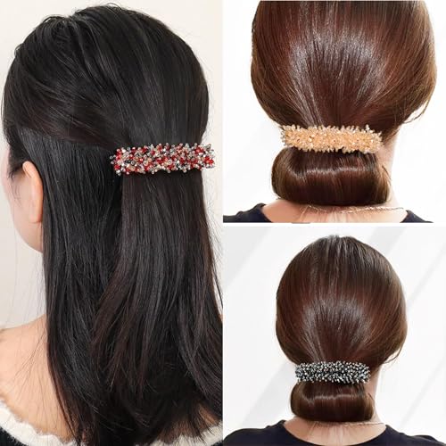 Textention Juego de 4 Broches para el Cabello con Perlas y Cristales para Mujer miniatura 4