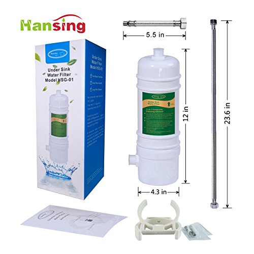 Hansing Full Flow Under Sink Water Filter with 13K Gallons Ultra High Capacity - Removes Chlorine, Chloramine, Lead, Heavy Metals, Odors, Bad Tastes and More