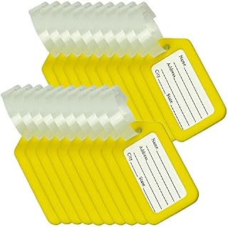 BlueCosto Luggage Tags Suitcase Tag Bag Labels Travel Accessories - Yellow,20 Pack