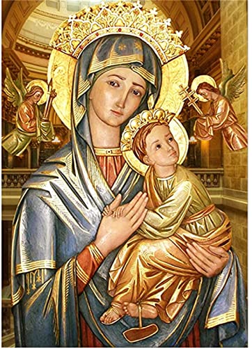 Hyanun Pintura diamante 5D completo, Virgem Maria e Jesus 30 x 40 cm DIY Diamond Painting Kit para adultos crianças, pintura por NSJFS Rhinestone bordado diamante arte mosaicos artesanato