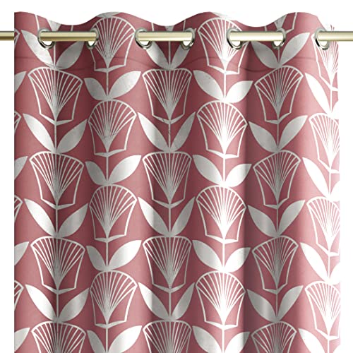 Tenda decorativa Floris 140 x 250 cm con occhielli motivo metallizzato decorazione per finestre colore: rosa antico