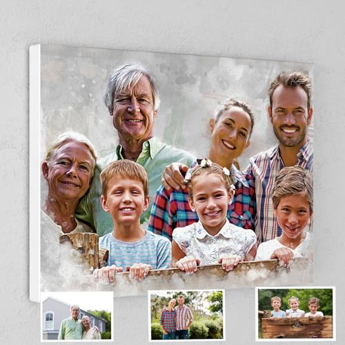 Custom Watercolor Family Portrait from Photo, Combine Multiple Pictures into One, Couple, Baby, Pet Memorial, Anniversary Decor, Digital Print or Custom Canvas Art, Add Loved One to Photo