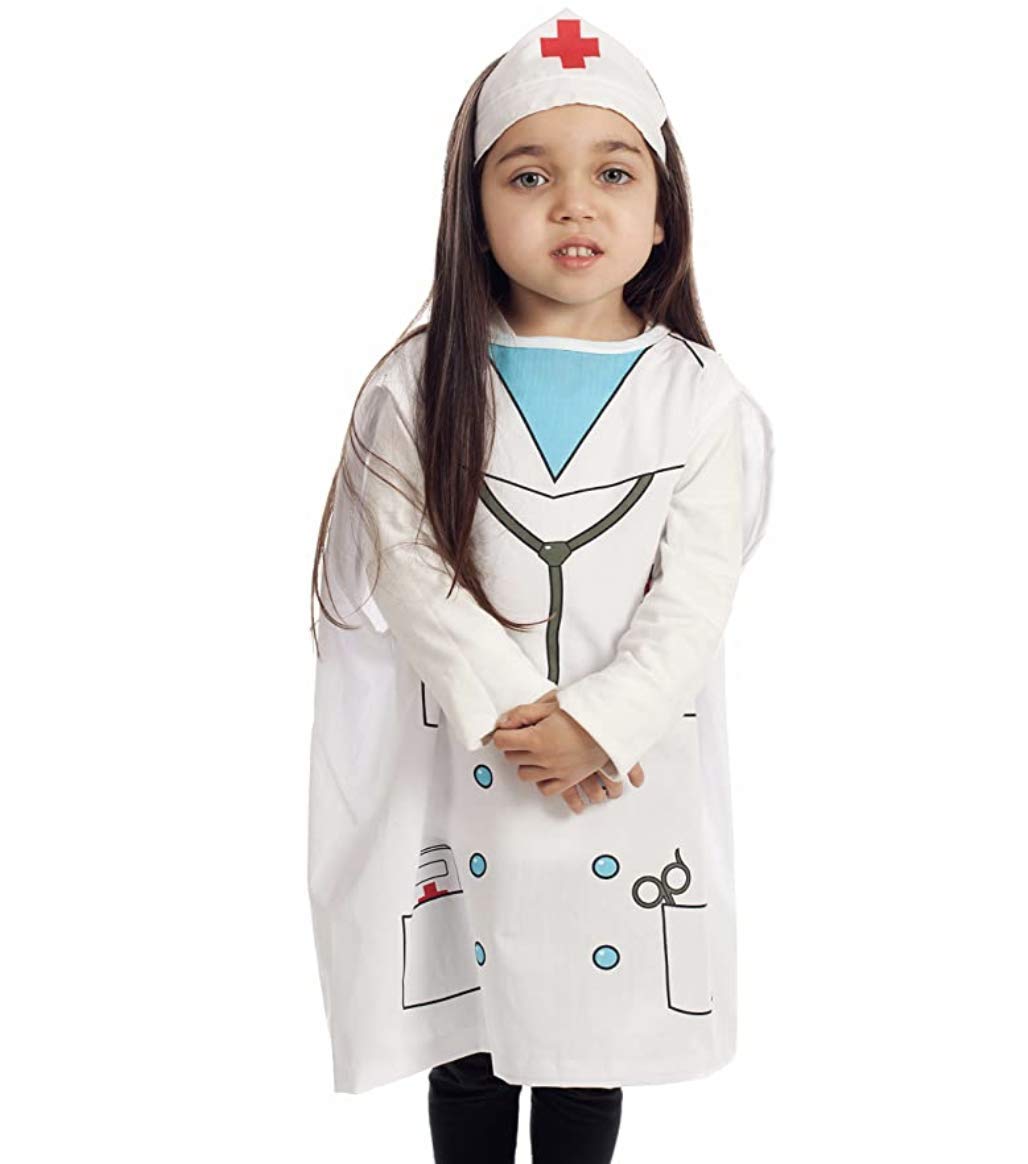Yalla Baby Kids Dress up Vest Costume for Kid Boys & Girls, Pretend Dress up Role Play (3-8 Years, 80-110cm) (0958-Nurse)
