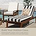 Honeycomb Outdoor Heritage Chaise 21.5 x 70, Cabana Stripe Black & Ivory Chaise Lounge Cushion with Removable Cover, for Patio Furniture