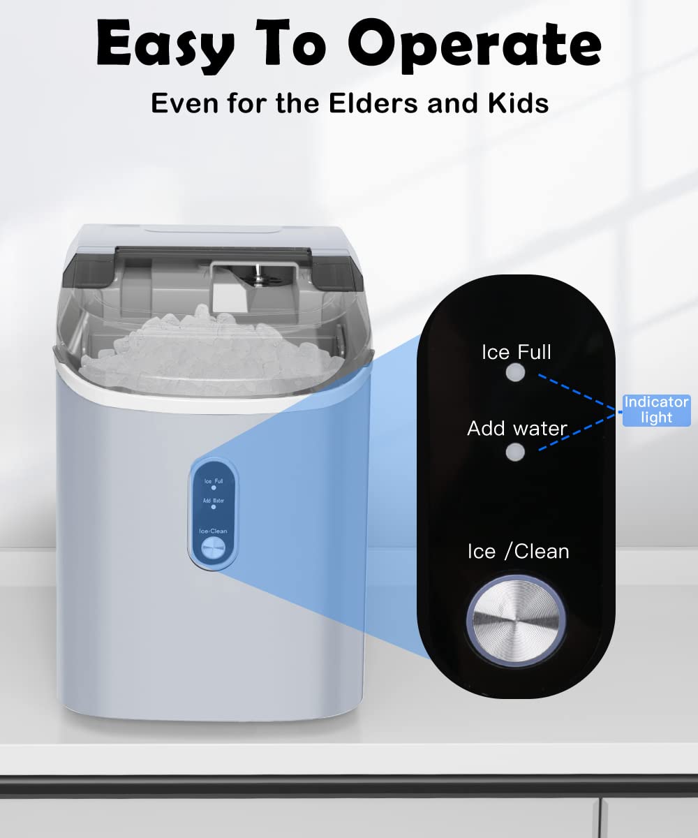 Cowsar Nugget Ice Maker Countertop, Chewable Pebble Ice Machine, Quick Ice Making 34lbs/Day, Self-Cleaning, Portable Ice Maker For Home Kitchen Office Party, Gray on Fridge.com - View 5