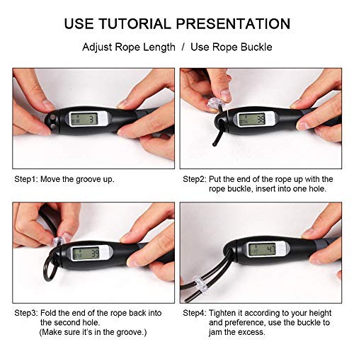 DECDEAL Corda de salto Corda de aço ajustável Corda esportiva ajustável com tela de contra toque e t