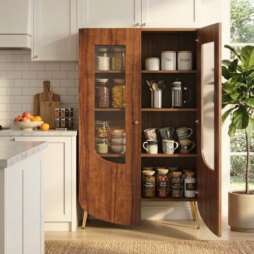 Image of Rocco Denzo Multipurpose Kitchen Storage Cabinet | With Flutted Actylic Doors and Adjustable Shelves