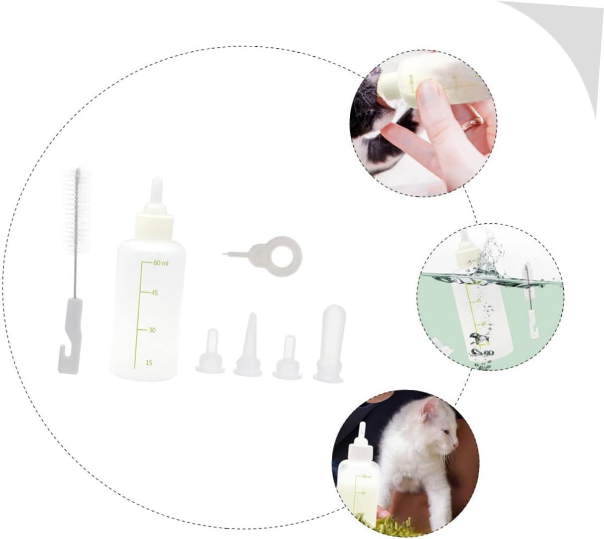FRCOLOR 4sets Reusable Small Cat Feeding Bottles for Nursing Lightweight Pet Nursing Bottles for Kittens and Puppies Kit Easy to Use Portable and Safe Feeding