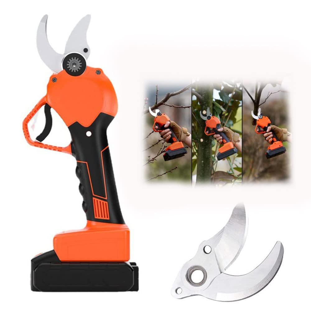 FHRKA Electric Secateurs,21V Electric Pruning Shears,Electric Branch Scissors Cordless Pruner,35mm Max Diameter for Hedge (TwoBatteries)