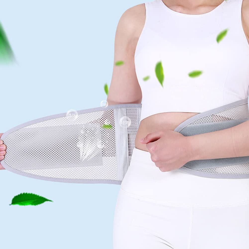 Cinture di Sostegno Lombare, Rete Traspirante con Stecche Regolabili for Lavoro Estivo for Sciatica scoliosi(Light Grey,L/Large)