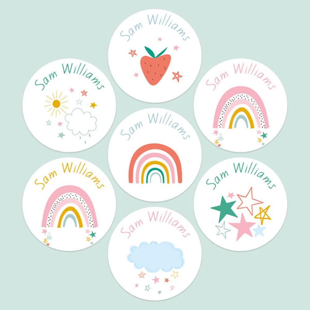 Personalised Kids Stickers - Chasing Rainbows - Pack of 70. Adhesive Labels, Kids Party Stickers, Party Stickers, Kids Reward Stickers, Stickers for School