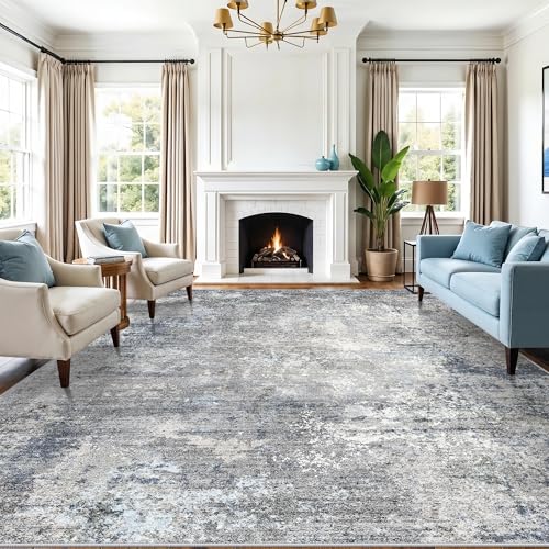 12x15 Blue Grey Abstract Rug