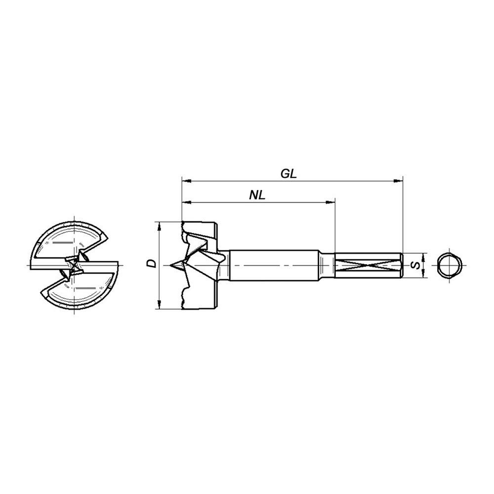 ENT 40105 Juego de 5 Brocas Forstner - Wave Cutter - con Borde Dentado - Ø 15-20-25-30-35 mm