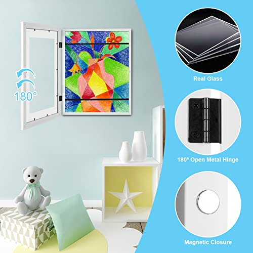 [2 Pack] Kids Art Frames, 10X12.5 Front Opening Kids Artwork Frames Changeable, Displays 8.5X11 With Mat And 10X12.5 Without Mat, Holds 50 Pcs, For 3D Picture, Crafts, Children Drawing, Hanging Art, Portfolio Storage #TOP4